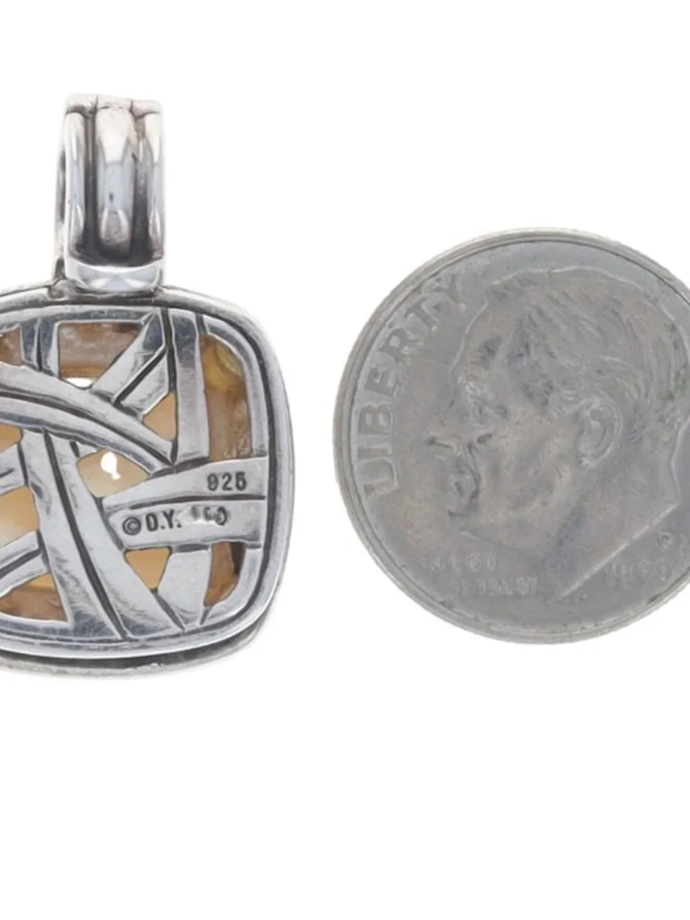 David Yurman Albion MOP/Abalone Diamond Halo Enhancer Pendant 925